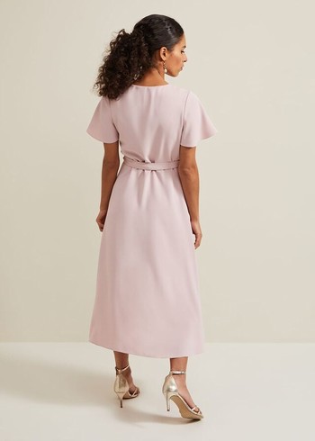 Phase Eight Petite Julissa Frill Wrap Dress Rose USA | 0286579-NF